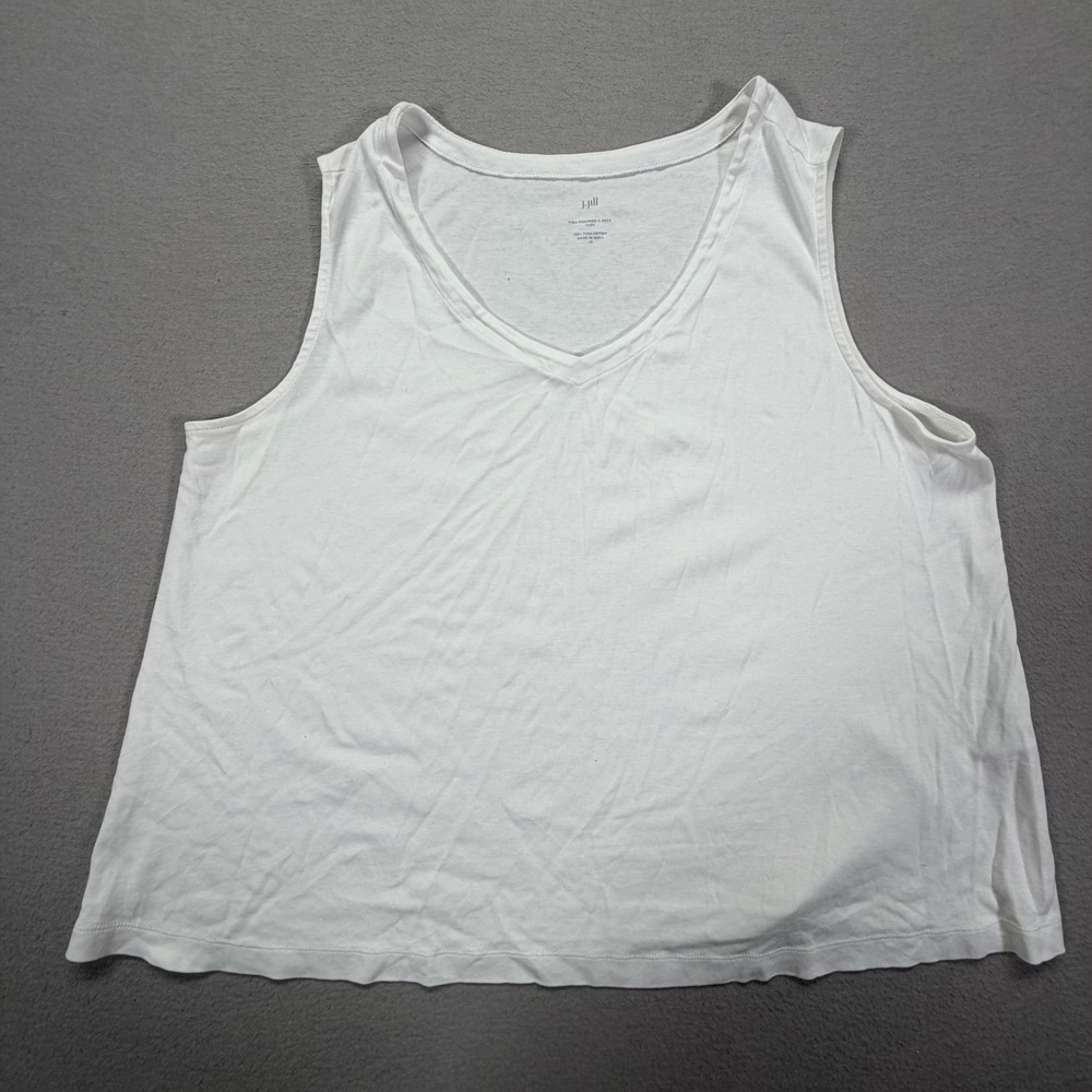 J.‎ Jill Womens Tank Top Regular White Pima Rounded V-Neck 2X